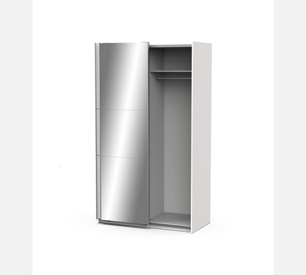 B120 Armoire Ghost blanche, 2 portes coulissantes dont 1 porte miroir.