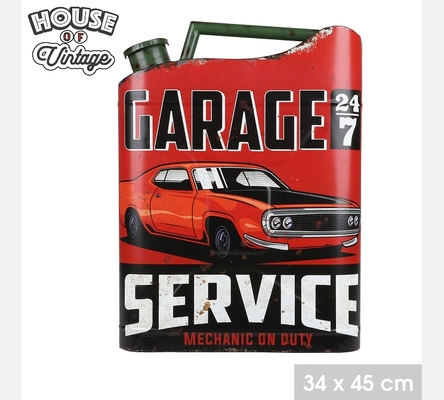 DECORATION MURALE JERRICAN GARAGE EN METAL 34XH45CM