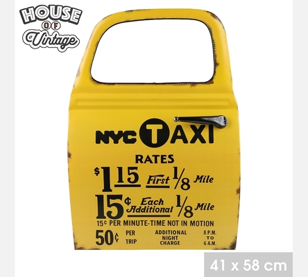 DECORATION MURALE PORTE TAXI NYC EN METAL 41XH58CM