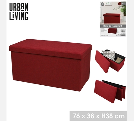 KUBE 'TISSU' BANC DE RANGEMENT PLIABLE BORDEAUX 76X37,5XH37,5CM