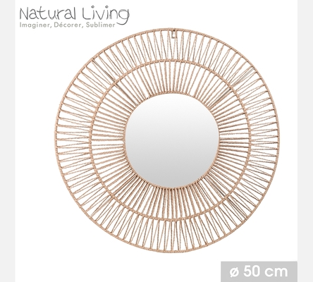 'NATURAL LIVING' MIROIR SINA ROND EN CORDE DE PAPIER DIAM 50CM