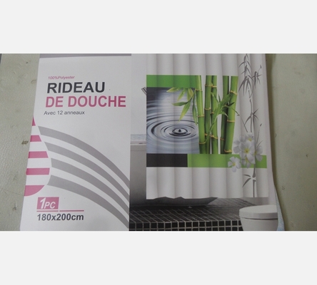 Rideau de douche Bambou 180/200 cm avec 12 anneaux.