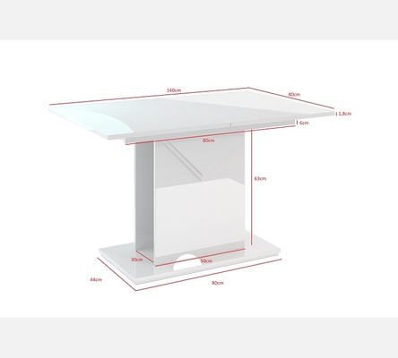 Table de salle à manger Truffle laquée blanche et effet béton avec 1 allonge.