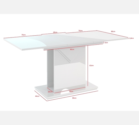 Table de salle à manger Truffle laquée blanche et effet béton avec 1 allonge.